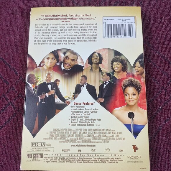 Tyler Perry's Why Did I Get Married -2007 -Rated PG/13 -W/Slipcover- DVD -New - Picture 2 of 4